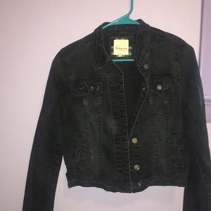 Distressed Black Heritage Jean Jacket